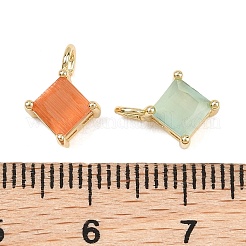 Brass Cat Eye Pendants&nbsp;KK-C251-09C-G