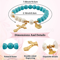 Synthetic Turquoise Round Beaded Stretch Bracelet&nbsp;BJEW-PH01531-02