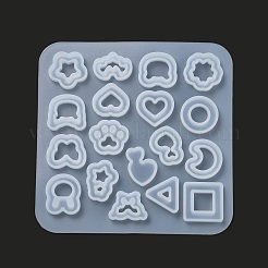 DIY 星/ハート/花/ウサギのシェーカーフィラーシルエットシリコン流砂型  レジン型  UVレジン用  エポキシ樹脂工芸品作り  混合模様  85x85x4mm  内径：8.5~15x10~15mm&nbsp;DIY-G079-03A