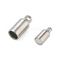 304ステンレススチール製マグネット留め具  カン付き  コラム  ステンレス鋼色  12x4mm  穴：1.2mm&nbsp;STAS-B104-01A-P