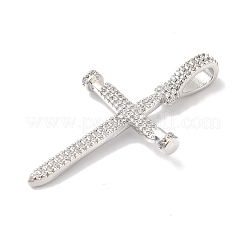 Rack Plating Brass Micro Pave Clear Cubic Zirconia Pendants&nbsp;KK-B092-05P