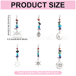 36Pcs 6 Styles Natural Gemstone and Alloy Pendant Decoration&nbsp;HJEW-ME00009