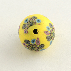 Handmade Flower Pattern Polymer Clay Beads&nbsp;CLAY-Q173-M