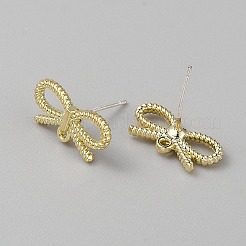 合金スタッドイヤリング金具  蝶結び  ゴールドカラー  8.5x15.7mm  穴：1.2mm  ピン：0.7mm&nbsp;FIND-WH20004-94A-G