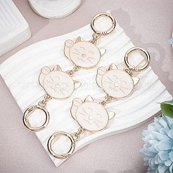 財布チェーン用合金エナメル猫リンク チェーン  財布ストラップエクステンダー  スプリングリングクラスプ付き  かばん 財布 作り アクセサリー  古いレース  140x40x4mm&nbsp;PURS-WH0001-40