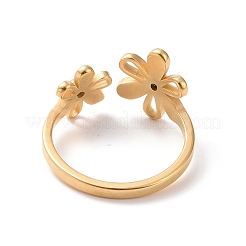 Ion Plating(IP) 304 Stainless Steel Flower Open Cuff Ring for Women&nbsp;RJEW-D120-07G