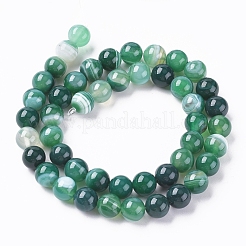 Natural Striped Agate/Banded Agate Beads Strands&nbsp;G-G582-6mm-58