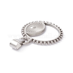 変色しない304ステンレススチールペンダント  フラットラウンド  ステンレス鋼色  24x20x1.5mm  穴：6.5x3mm&nbsp;STAS-A062-16P