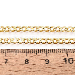 真鍮のカーブチェーン  ハンダ付け  スプールで  ゴールドカラー  3x4.5x1mm  約32.81フィート（10m）/ロール&nbsp;CHC-T018-55G