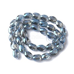 電気メッキガラスビーズセット  フル虹メッキ  多面カットオーバル  ブルー  10.5~11x8x4.5mm  穴：1.4mm  約38個/連  16.14インチ（41cm）&nbsp;EGLA-L045-A-FR02