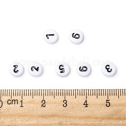 不透明なアクリルビーズ  数値スタイル  フラットラウンド  ホワイト  サイズ：直径約7mm  厚さ4mm  穴：1.2mm  約3500個/500g&nbsp;PB9111