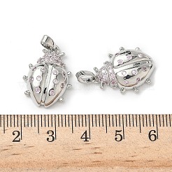 真鍮製マイクロパヴェキュービックジルコニアペンダント  テントウムシ  プラチナ  20x15x5mm  穴：2.5x4mm&nbsp;KK-I371-23P