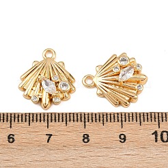 真鍮製マイクロパヴェキュービックジルコニアペンダント  シェル形状  18KGP本金メッキ  18x16x4mm  穴：1.8mm&nbsp;KK-K407-46C-G