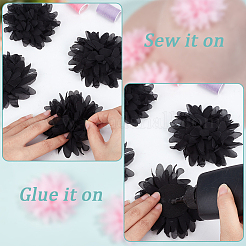 20個の花のポリエステル装飾アクセサリー  ブラック  100x6mm&nbsp;DIY-GF0013-29B