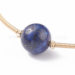 Natural Pearl & Lapis Lazuli(Dyed) Round Beaded Wrap Cuff Bangle&nbsp;BJEW-JB07923-02
