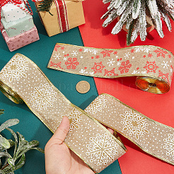 2 Rolls 2 Styles Christmas Themes Imitation Cotton Ribbon&nbsp;OCOR-GF0005-71A