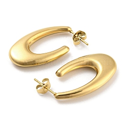 Ion Plating(IP) 304 Stainless Steel Oval Stud Earrings&nbsp;EJEW-E288-02G