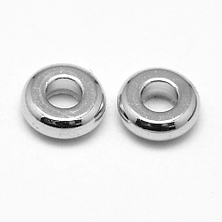 真鍮フラットラウンドスペーサービーズ  プラチナ  4x1.5mm  穴：1.5mm&nbsp;KK-M085-A-12P-NR