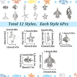 72pcs 12 styles Tibetan Style Zinc Alloy Connector Charms&nbsp;TIBE-SC0001-77