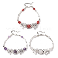 3Pcs Natural Carnelian & Amethyst & White Jade Beaded Braceleys&nbsp;BJEW-JB11665