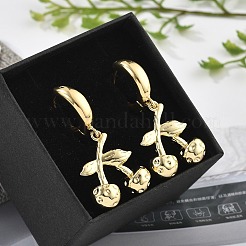 Brass Cherry Hoop Earrings&nbsp;EJEW-R016-04P