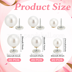 60Pcs 3 Styles Plastic Imitation Pearl Anti-glare Lapel Pins Brooches&nbsp;JEWB-MA0001-04A