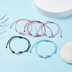 ナチュラルパールビーズブレスレット  彼女のための友情調節可能なコードブレスレット  ミックスカラー  内径：1/2~3 3/4インチ（1.2~9.5cm）&nbsp;BJEW-JB07475