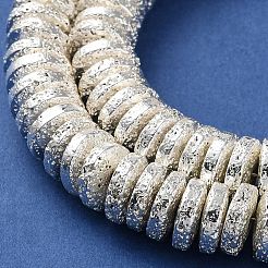 電気メッキされた天然溶岩岩ビーズ連売り  ディスク  ヒシビーズ  銀メッキ  10x3mm  穴：1.5mm  約125個/連  15.91''（40.4センチメートル）&nbsp;G-I360-A05-04