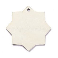 Eidムバラクテーマウッドペンダント  マスジッド柄  八角形  プラム  54x54x2mm  穴：3mm&nbsp;WOOD-C011-04