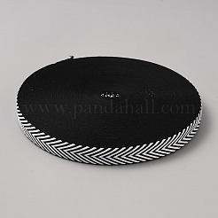 50 ヤードのポリエステル ジャカード ヘリンボーン リボン  洋服アクセサリー  ブラック  3/4インチ（20mm）&nbsp;OCOR-WH0093-06B