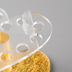 アクリルネイルアートブラシペンホルダースタンド  マニキュア爪ブラシメイクホルダー  ハート  ゴールド  8.4x8.6x6cm&nbsp;MRMJ-WH0012-32B
