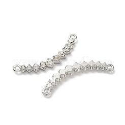 合金ラインストーンペンダント  鉛フリー＆カドミウムフリー  ラックめっき  プラチナ  39x11.5x3.8mm  穴：1.6mm&nbsp;FIND-L024-09P