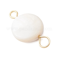 3Pcs Natural Freshwater Shell Flat Round Connector Charms&nbsp;PALLOY-JF04019