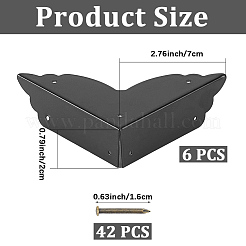 キャビネット家具用鉄製コーナープロテクター6個  42本ネジ付き  ガンメタ色  70x70x20mm&nbsp;FIND-CP0003-43B