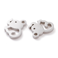 変色しない304ステンレススチールチャーム  高光沢レーザーカット  象  ステンレス鋼色  12x11x1.5mm  穴：1.2mm&nbsp;STAS-Y002-12P