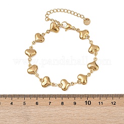 女性用304ステンレススチールリンクブレスレット  ハート  ゴールドカラー  6-1/2インチ（16.6cm）&nbsp;LS-BJEW-Z136-01G