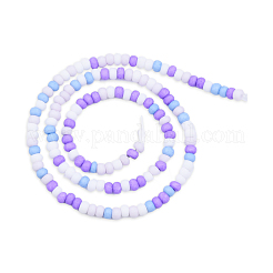 オペークスプレープリントガラスビーズ連売り  艶消し  フラットラウンド  ミックスカラー  4~4.5x3mm  穴：1mm  約133~135個/連  15.43インチ〜15.75インチ（39.2~40cm）&nbsp;GLAA-N047-07-05