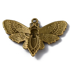 亜鉛合金チャーム  スカルチャーム付きバタフライ  アンティークブロンズ  27x42.5x3mm  穴：2mm&nbsp;PALLOY-WH0105-06AB