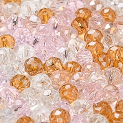 ガラスビーズ  多面カット  ロンデル  パールピンク  6x5mm  穴：1mm  約130個/28g&nbsp;LS-EGLA-A034-SM6mm-23