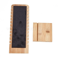 竹ネックレス陳列台  L字型ロングチェーンディスプレイスタンド  長方形  濃いグレー  10x25.8cm&nbsp;NDIS-E022-04A