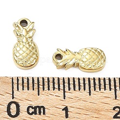 イオンプレーティング（IP）304ステンレススチールチャーム  パイナップルチャーム  18KGP本金メッキ  11x5x3mm  穴：1mm&nbsp;STAS-Q254-44G
