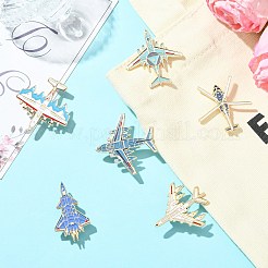 6Pcs 6 Styles Airplane Enamel Pins&nbsp;JEWB-CJ0002-99