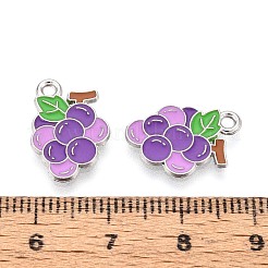 フルーツ合金エナメルチャーム  ブドウ  プラチナ  ライラック  17x11.5x1mm  穴：1.6mm&nbsp;PALLOY-S058-01P-25