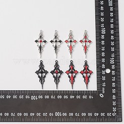 エナメル付き8色ラインストーンクロスペンダント40個。  合金ペンダント  ブラック  47.5x21.5x4mm  穴：1.8mm  5個/カラー&nbsp;ENAM-CJ0004-24