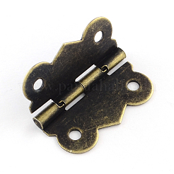 木箱アクセサリー鉄ヒンジ  90度固定  アンティークブロンズ  20x17x2.5mm  穴：2mm&nbsp;IFIN-R203-53AB