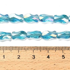 電気メッキガラスビーズセット  魚  ABカラー  多面カット  ダークターコイズ  10x6x4mm  穴：1.2mm  約70個/連  27.56''（70センチメートル）&nbsp;EGLA-P066-01A-AB14