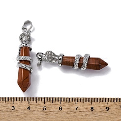 天然石レッドジャスパーペンダント  真鍮製チャーム  鉛フリー＆カドミウムフリー  46~47x11~12x11mm  穴：8x5mm&nbsp;G-A241-01P-09