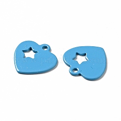 スプレー塗装された201ステンレススチールチャーム  星模様のハート  ミックスカラー  13.5x13x1mm  穴：1.4mm&nbsp;STAS-G304-12