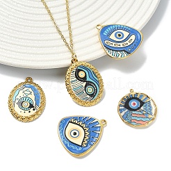 5Pcs 5 Styles Eye Theme Printed 304 Stainless Steel Pendants&nbsp;STAS-YW0001-10