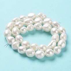 天然養殖淡水パールビーズ連売り  両面研磨  グレード3 A  貝殻色  10~11.5x10~11x8~9mm  穴：0.6mm  約32個/連  14.17''（36センチメートル）&nbsp;PEAR-Z002-14